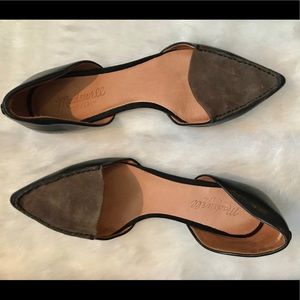 Madewell leather black pointed toe flat.